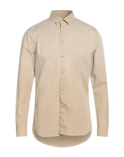 Paolo Pecora Man Shirt Sand Size 15 ¾ Cotton, Elastane In Brown