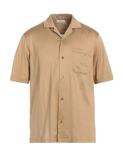 Paolo Pecora Man Shirt Sand Size L Cotton In Beige