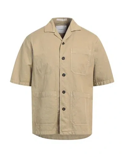 Paolo Pecora Man Shirt Sand Size S Cotton, Linen, Elastane In Beige