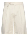 Paolo Pecora Man Shorts & Bermuda Shorts Ivory Size 36 Cotton, Linen, Elastane In White