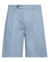 Paolo Pecora Man Shorts & Bermuda Shorts Light Blue Size 36 Cotton, Linen, Elastane In Blue