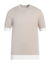 Paolo Pecora Man Sweater Beige Size Xxl Silk, Cotton In Beige