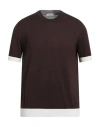 Paolo Pecora Man Sweater Dark Brown Size Xxl Silk, Cotton