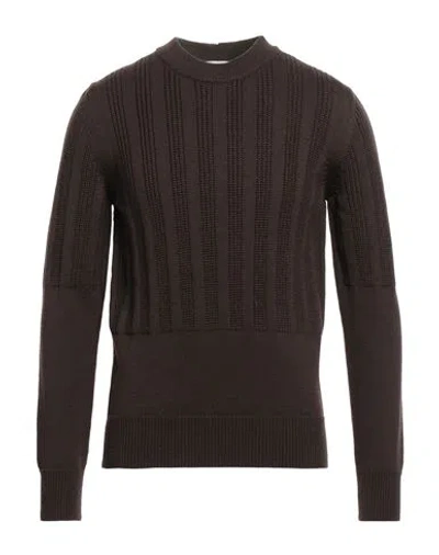 Paolo Pecora Man Sweater Dark Brown Size M Virgin Wool