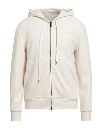 Paolo Pecora Man Sweatshirt Cream Size L Cotton, Viscose, Polyamide, Elastane In White