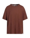 Paolo Pecora Man T-shirt Brown Size Xl Cotton, Linen In Brown