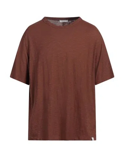 Paolo Pecora Man T-shirt Brown Size Xl Cotton, Linen