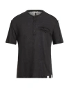 Paolo Pecora Man T-shirt Charcoal Size Xl Linen In Black