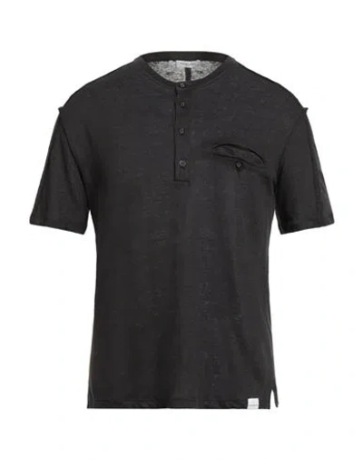 Paolo Pecora Man T-shirt Charcoal Size Xl Linen In Gray