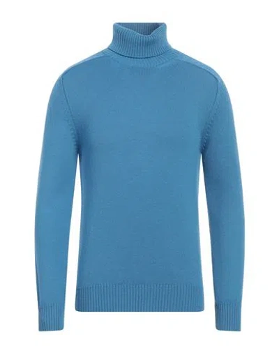 Paolo Pecora Man Turtleneck Azure Size M Virgin Wool In Blue