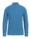 Paolo Pecora Man Turtleneck Azure Size M Virgin Wool In Blue