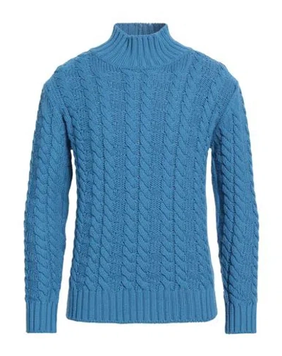 Paolo Pecora Man Turtleneck Azure Size M Virgin Wool In Blue