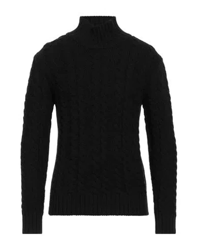 Paolo Pecora Man Turtleneck Black Size M Virgin Wool In Black