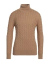 Paolo Pecora Man Turtleneck Camel Size S Virgin Wool In Beige
