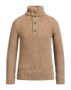 Paolo Pecora Man Turtleneck Camel Size M Virgin Wool, Acrylic In Brown