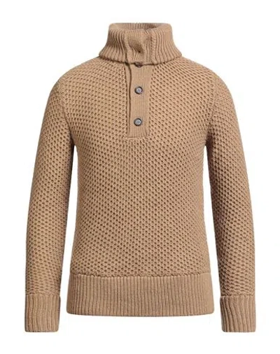 Paolo Pecora Man Turtleneck Camel Size M Virgin Wool, Acrylic In Brown