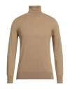 Paolo Pecora Man Turtleneck Camel Size Xxl Wool In Beige