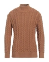 Paolo Pecora Man Turtleneck Camel Size Xl Virgin Wool In Beige