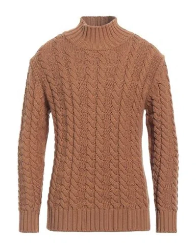 Paolo Pecora Man Turtleneck Camel Size Xl Virgin Wool In Beige