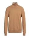 Paolo Pecora Man Turtleneck Camel Size Xxl Virgin Wool In Gold