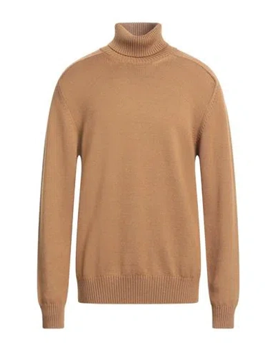 Paolo Pecora Man Turtleneck Camel Size Xxl Virgin Wool In Gold