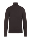Paolo Pecora Man Turtleneck Dark Brown Size L Virgin Wool In Black