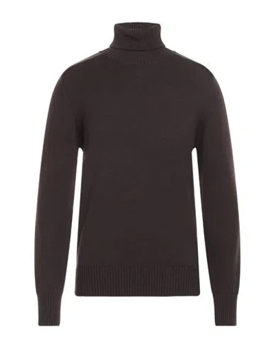 Paolo Pecora Man Turtleneck Dark Brown Size L Virgin Wool In Black