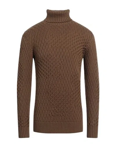 Paolo Pecora Man Turtleneck Camel Size Xl Virgin Wool In Beige