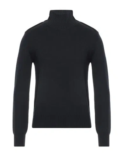 Paolo Pecora Man Turtleneck Midnight Blue Size M Virgin Wool In Black