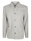 Paolo Pecora Pattern-check Micro Long-sleeves Overshirt In Gray