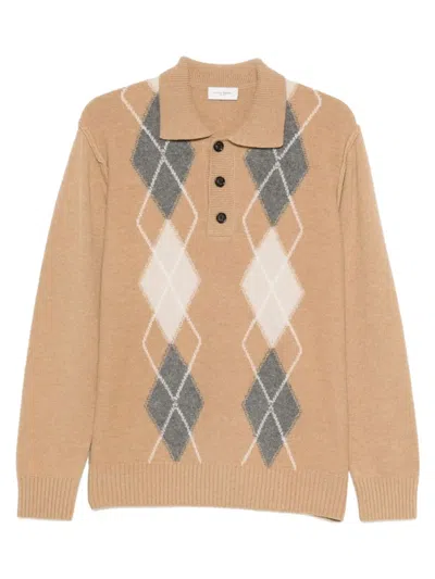 Paolo Pecora Multicolour Virgin Wool Polo In Brown
