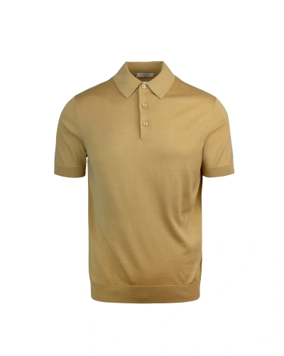 Paolo Pecora Mustard Silk Blend Knitted Polo Shirt In 3317