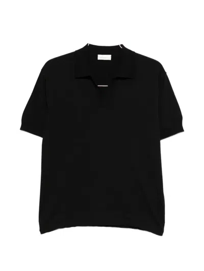 Paolo Pecora Open Collar T-shirt In Black