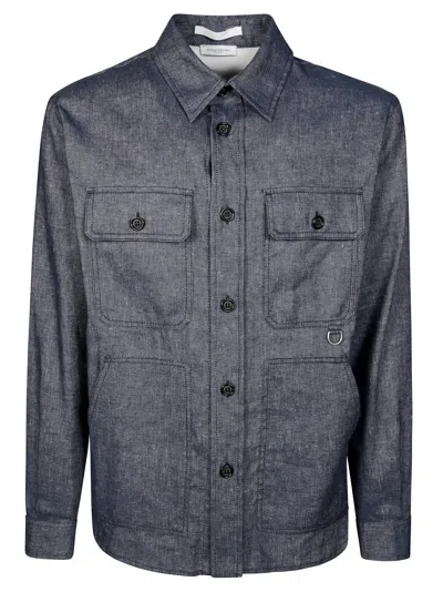 Paolo Pecora Over Shirt Lino Cot Eff Denim In Blue