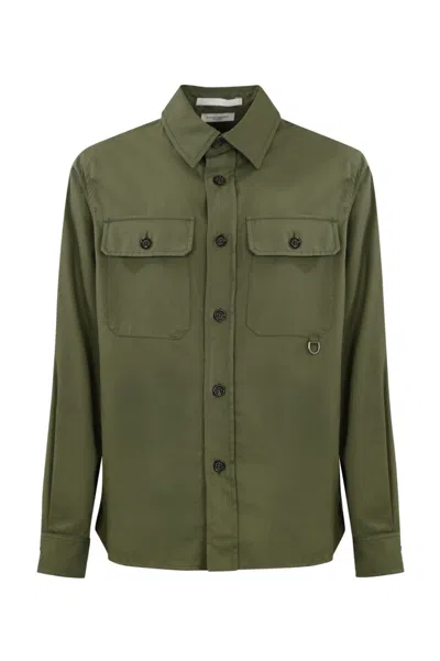 Paolo Pecora Overshirt In Mixed Cotton Fabric In Kaki