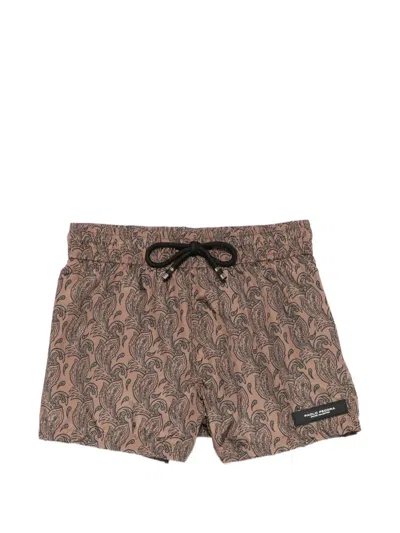 Paolo Pecora Kids' Paisley-pattern Swim Shorts In Brown