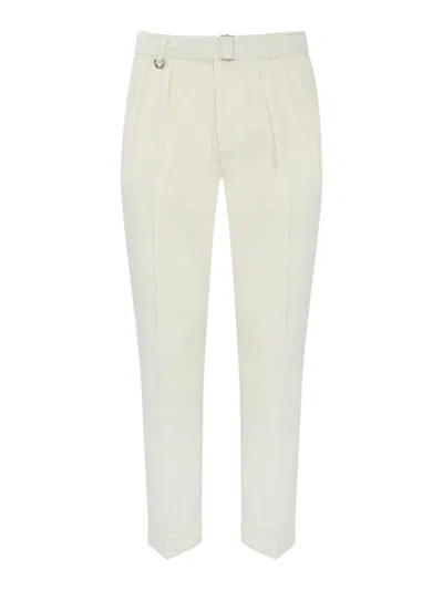 Paolo Pecora Cotton Blend Chino Trousers With Belt In White