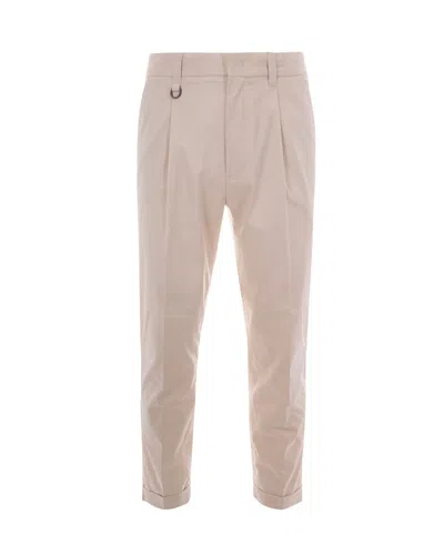 Paolo Pecora Beige Straight-leg Chino Pants With Cuffed Hem And Button Detail In Neutral