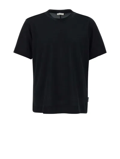Paolo Pecora T-shirt In Maglia Di Lino E Cotone In Black