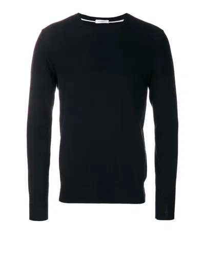 Paolo Pecora Navy Blue Long-sleeved T-shirt In Black