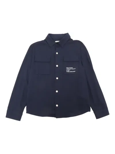 Paolo Pecora Kids' Patch-pocket Shirt Jacket In Blue