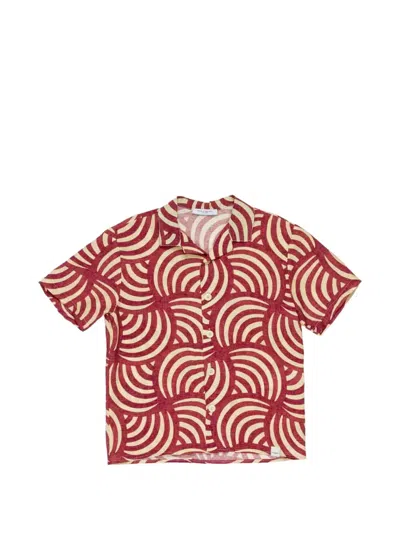 Paolo Pecora Kids' Patterned Button-down Shirt In Red