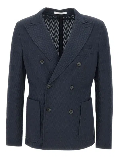 Paolo Pecora Patterned-jacquard Blazer In Blue