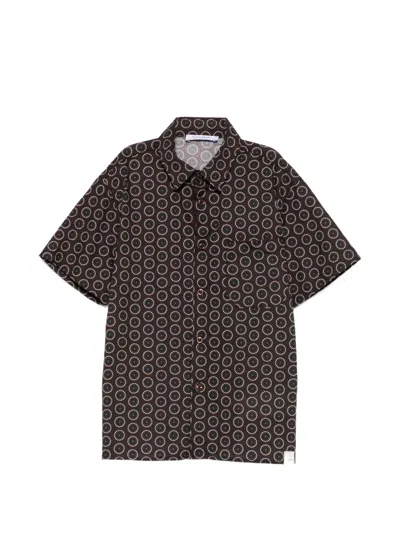 Paolo Pecora Kids' Patterned Shirt In Black