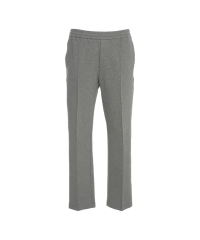 Paolo Pecora Permanent-crease Casual Trousers With Elastic Waistband In Gray
