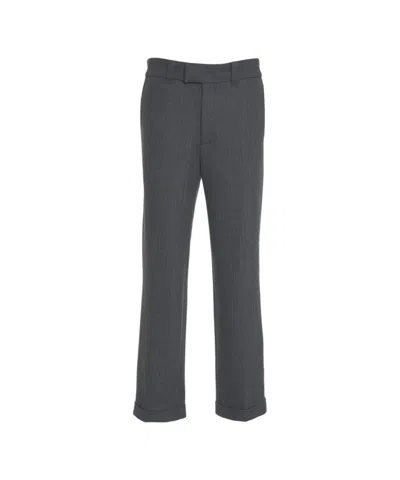 PAOLO PECORA PINSTRIPE CHINOS WITH CLASSIC CUFFED HEM AND TAILORED FIT