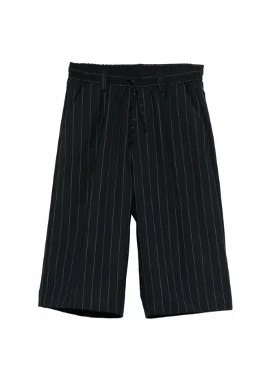 Paolo Pecora Kids' Pinstripe-pattern Drawstring Shorts In Black