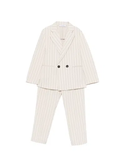 Paolo Pecora Kids' Pinstripe Single-breasted Suit In Neutral