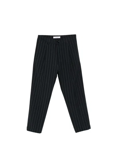 Paolo Pecora Kids' Pinstripe Trousers In Black