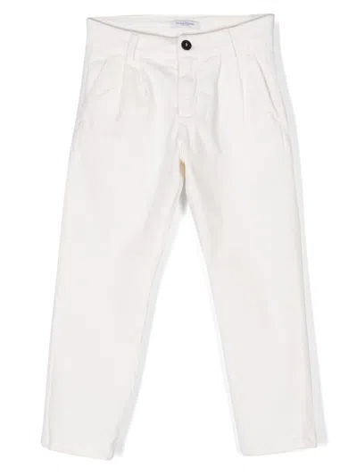 Paolo Pecora Kids' Pleat-detail Cotton Trousers In White